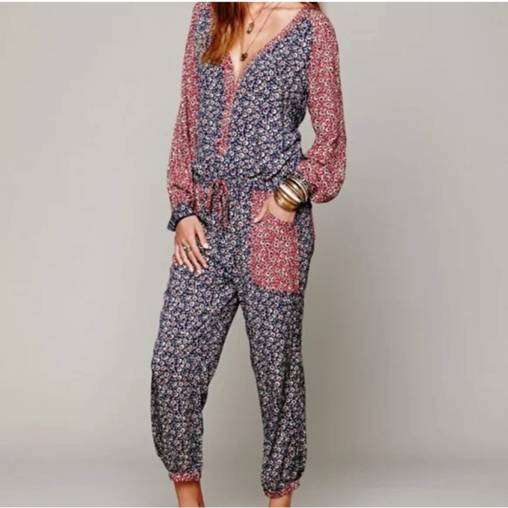 Free People Leia Floral Jumpsuit Floral size Small